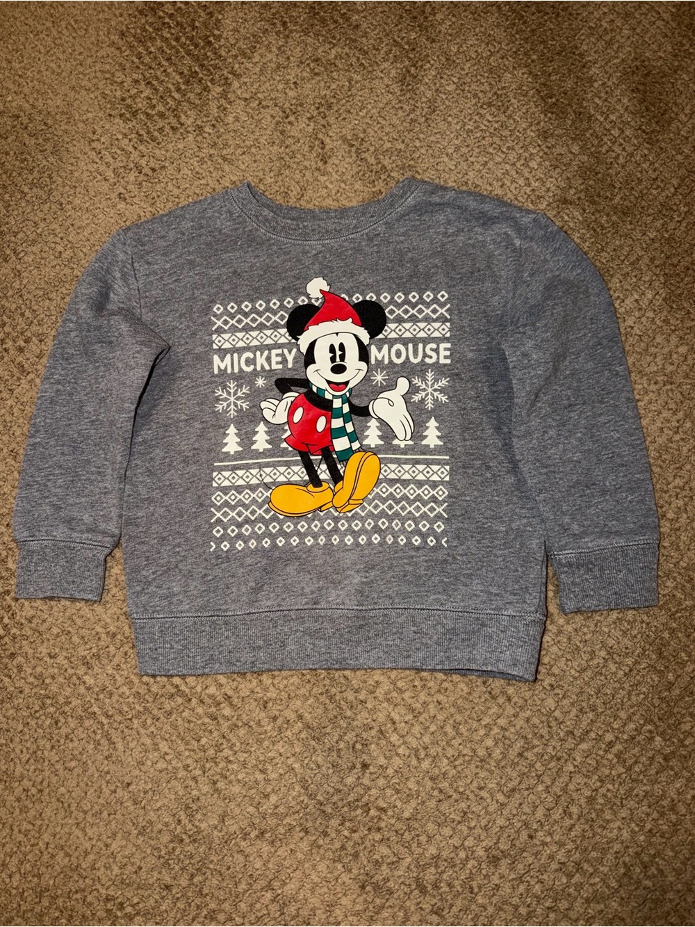 Disney Jumping Beans Kid’s Gray Cotton Blend Mickey Mouse Holiday Sweatshirt -5T